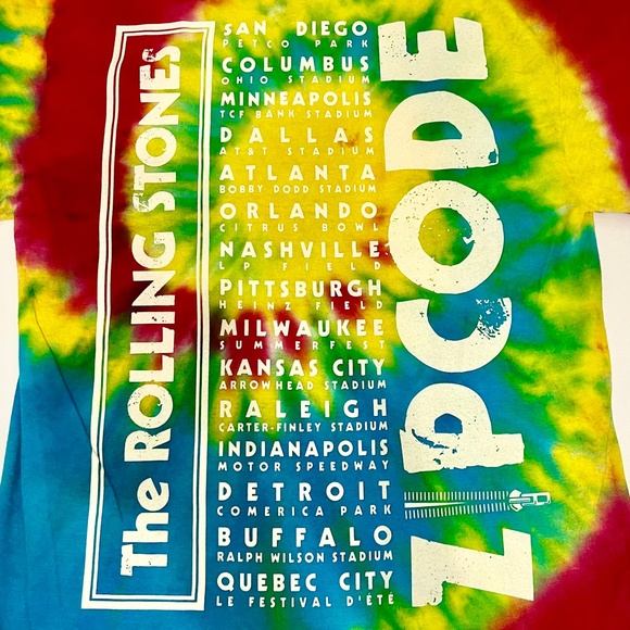 Rolling Stones North America 2015 Zip Code Tour Tie Dye TShirt Short Sleeve Sz M - Picture 4 of 5